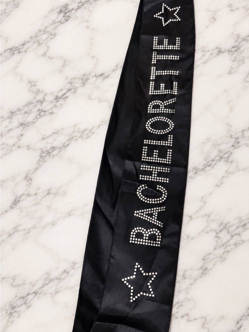 Bachelorette Black Rhinestone Satin Sash